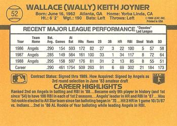 1989 Donruss #52 Wally Joyner Back