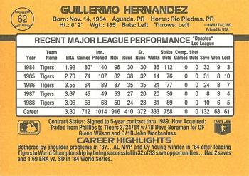 1989 Donruss #62 Guillermo Hernandez Back