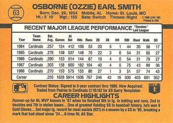 1989 Donruss #63 Ozzie Smith Back