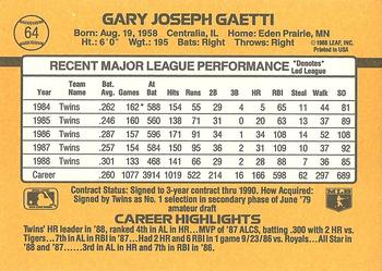 1989 Donruss #64 Gary Gaetti Back