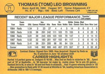1989 Donruss #71 Tom Browning Back
