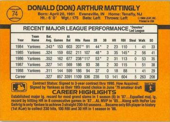 1989 Donruss #74 Don Mattingly Back