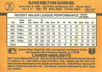 1989 Donruss #76 Juan Samuel Back