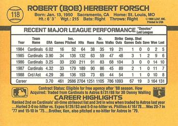 1989 Donruss #118 Bob Forsch Back