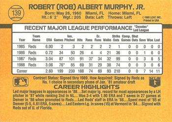 1989 Donruss #139 Rob Murphy Back