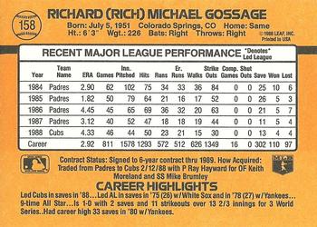 1989 Donruss #158 Rich Gossage Back