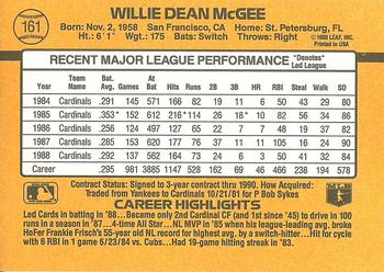 1989 Donruss #161 Willie McGee Back