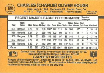 1989 Donruss #165 Charlie Hough Back