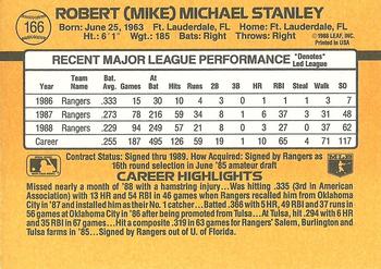 1989 Donruss #166 Mike Stanley Back