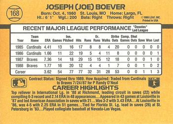 1989 Donruss #168 Joe Boever Back