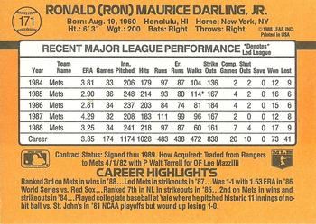 1989 Donruss #171 Ron Darling Back