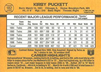 1989 Donruss #182 Kirby Puckett Back