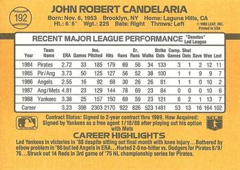 1989 Donruss #192 John Candelaria Back