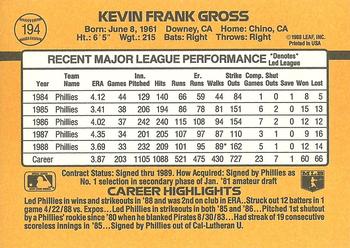 1989 Donruss #194 Kevin Gross Back