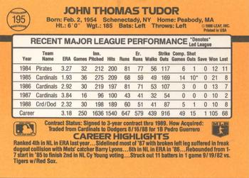 1989 Donruss #195 John Tudor Back