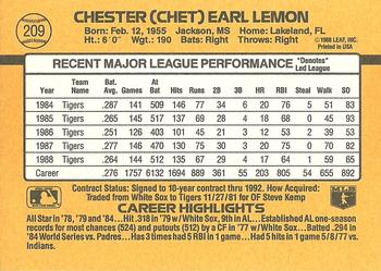 1989 Donruss #209 Chet Lemon Back
