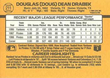 1989 Donruss #211 Doug Drabek Back