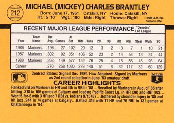 1989 Donruss #212 Mickey Brantley Back