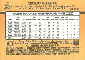 1989 Donruss #260 Cecilio Guante Back