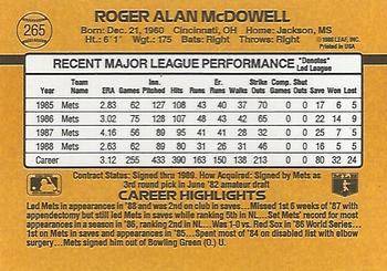 1989 Donruss #265 Roger McDowell Back