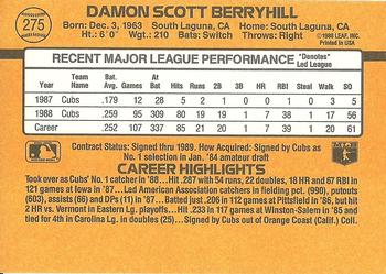 1989 Donruss #275 Damon Berryhill Back