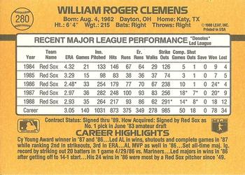 1989 Donruss #280 Roger Clemens Back