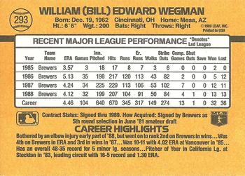 1989 Donruss #293 Bill Wegman Back