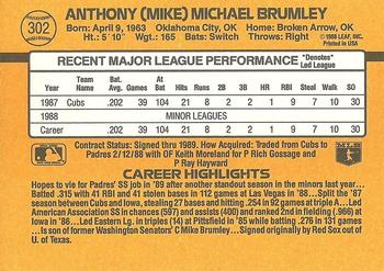 1989 Donruss #302 Mike Brumley Back