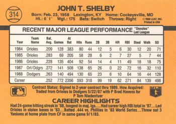 1989 Donruss #314 John Shelby Back