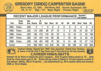 1989 Donruss #318 Greg Gagne Back