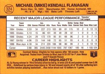 1989 Donruss #324 Mike Flanagan Back