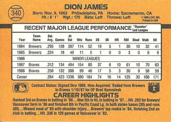 1989 Donruss #340 Dion James Back