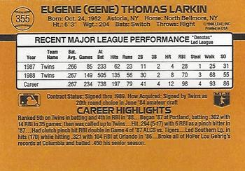 1989 Donruss #355 Gene Larkin Back