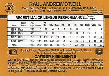 1989 Donruss #360 Paul O'Neill Back