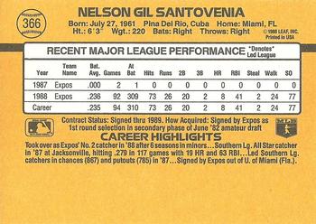 1989 Donruss #366 Nelson Santovenia Back