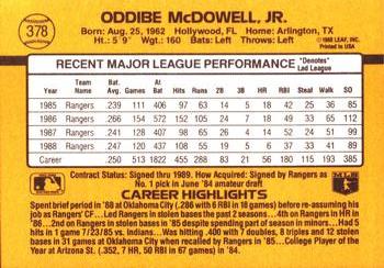 1989 Donruss #378 Oddibe McDowell Back