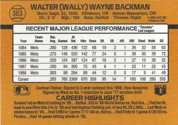 1989 Donruss #383 Wally Backman Back