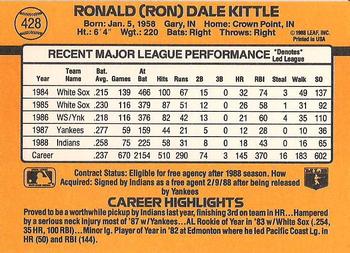 1989 Donruss #428 Ron Kittle Back