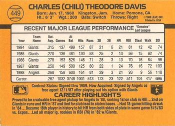 1989 Donruss #449 Chili Davis Back
