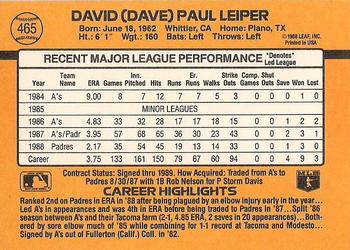 1989 Donruss #465 Dave Leiper Back