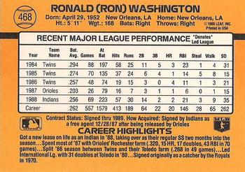 1989 Donruss #468 Ron Washington Back