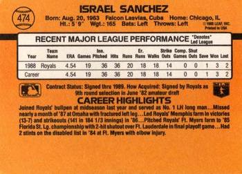 1989 Donruss #474 Israel Sanchez Back