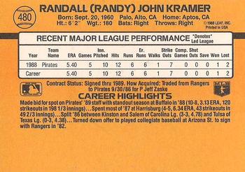 1989 Donruss #480 Randy Kramer Back