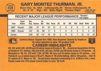 1989 Donruss #498 Gary Thurman Back
