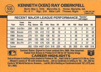 1989 Donruss #506 Ken Oberkfell Back