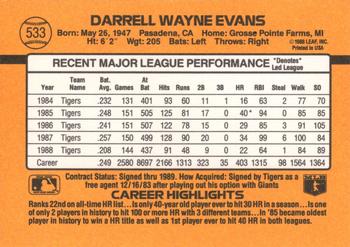 1989 Donruss #533 Darrell Evans Back