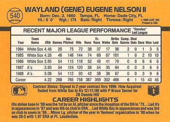 1989 Donruss #540 Gene Nelson Back