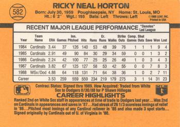 1989 Donruss #582 Ricky Horton Back