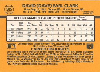 1989 Donruss #585 Dave Clark Back