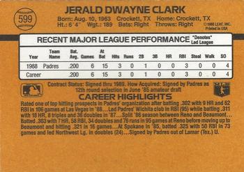 1989 Donruss #599 Jerald Clark Back